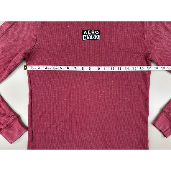 Aeropostale Women’s Y2K Retro Long Sleeve Thermal Shirt S Burgundy Red Aero NY87 - Picture 3 of 9